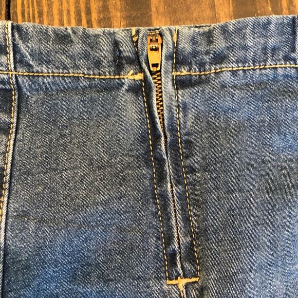 Forever 21 Jean Skirt Y2K Denim Mini Boho Festival Hippie Western Retro Summer - Picture 3 of 9